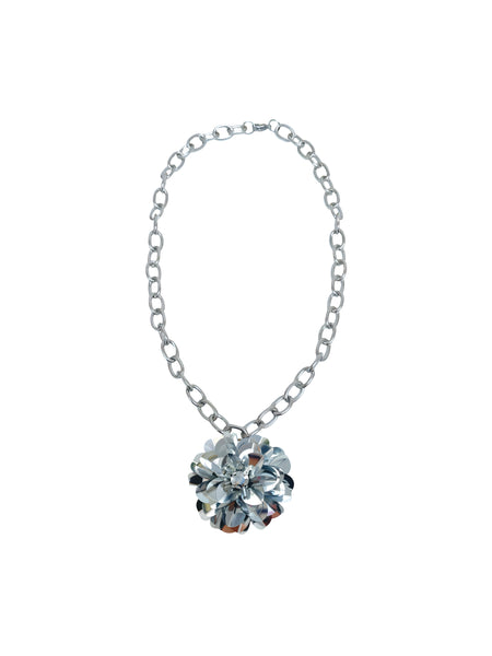Chunky Chain Blossom Necklace Silver
