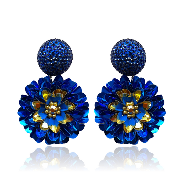 Dark Blue Dahlia Earrings Sapphire
