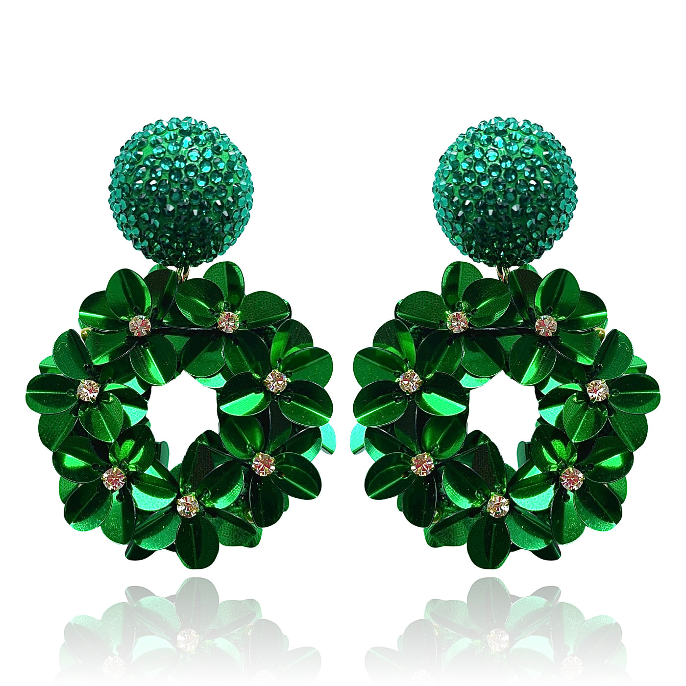 Emerald Green Petite Yasmine Hoops Earrings