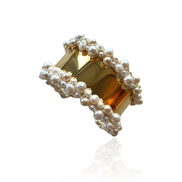 Gold Pearl Cluster Cuff