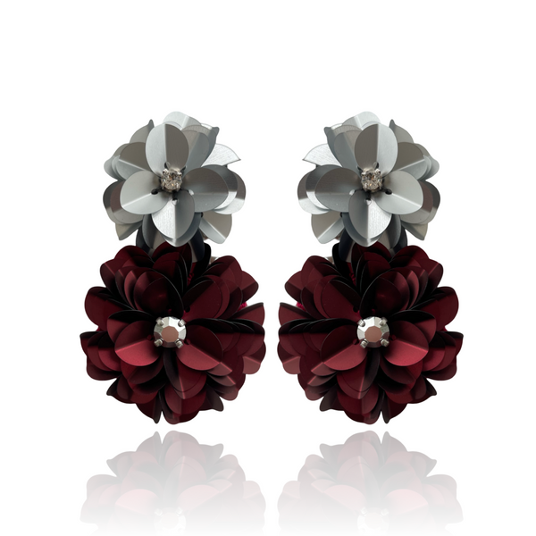 Blossom Drops Silver & Claret