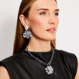 Chunky Chain Blossom Necklace Silver