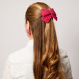 Crocheted Bow Hair Clip Fuchsia