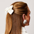 Crocheted Bow Hair Clip White