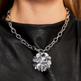 Chunky Chain Blossom Necklace Silver