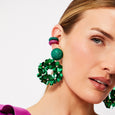 Emerald Green Petite Yasmine Hoops Earrings
